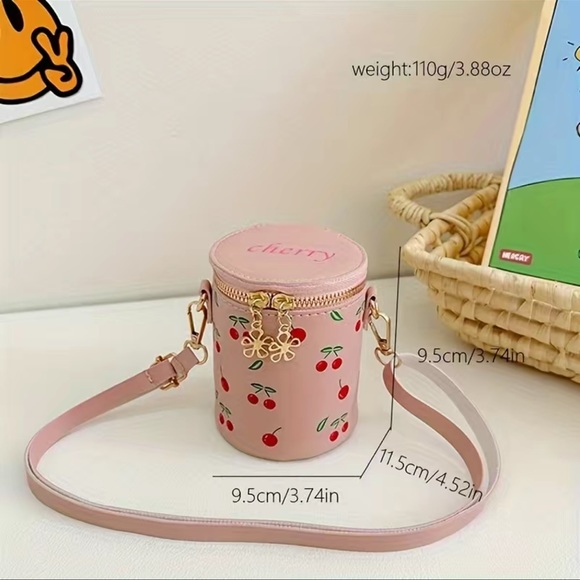 NEW Pink Cherry Cylinder Mini Crossbody Bag - Picture 3 of 4